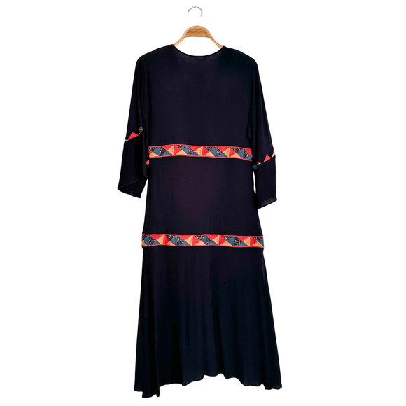 Liberty Garden Black Faux Suede Trim Midi Whimsigoth FantasY2K Dress medium - Picture 6 of 11